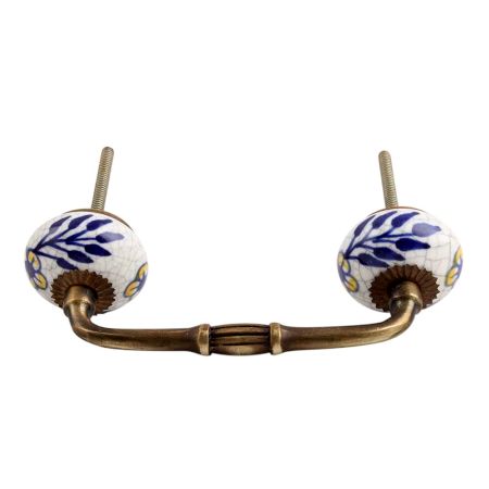 Blue Leaf Crackle Ceramic Bridge Handle